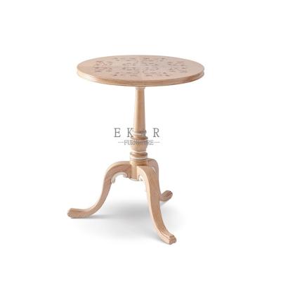 China Classic Design Ash Wood Corner Living Room Elegant Round Side Table en venta