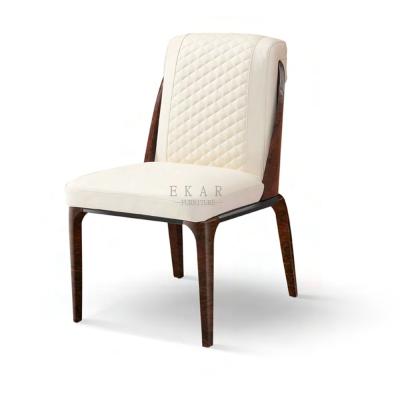 Chine High End Solid Wood Frame White Leather Upholstery Italian Dining Chair  W006D6 à vendre