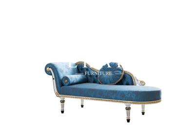 China High Quality Luxury Italian Chaise Lounge Sofa Blue Velvet Love Seat Chaise en venta