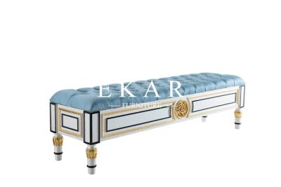 China Spanish Luxury Design Long Fabric Upholstery End Bed Stool for sale