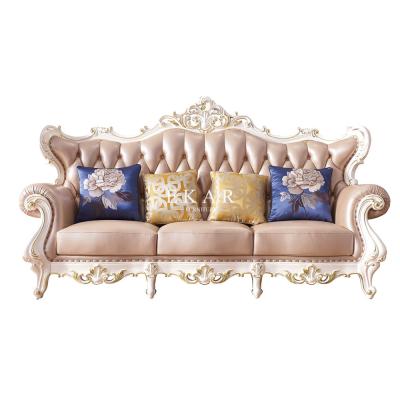 China Couch Living Room Wooden Set Royal Leather Sofa en venta