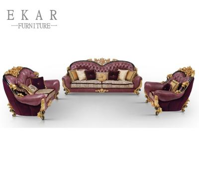 Chine Baroque Style Cover Leather Sofa Set Living Room Furniture à vendre