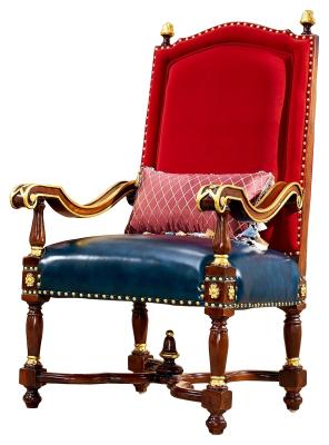 Китай Luxury Wooden Frame Antique Leather High Back Living Room Leisure Arm Chair продается