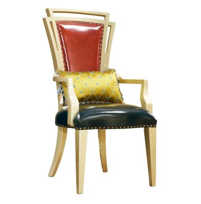 Китай Luxury Wooden Frame Leather Antique Leisure Arm Chair For Living Room Furniture продается