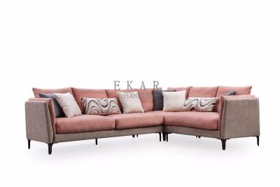 China European Style Linen Pink Fabric I Shaped Sofa Set en venta