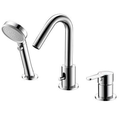 China With slide bar 3 hole bathtub faucet deck mounted tub faucet bath faucet with hand shower. for sale