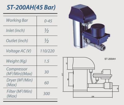 China ST-200AHC Automatic Super High Pressure AIR Drainer Automatic Count Drain For Air Compressor System for sale