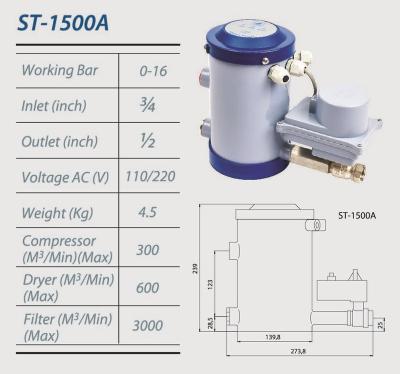 China ST-1500AC AUTOMATIC SUPER AIR Drainer Automotive Counting Drain For Air Compressor System for sale