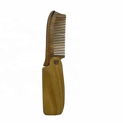 China Beard Care In Stock Sansalwood Beard Pocket Folding High Quality Green Wooden Comb for sale