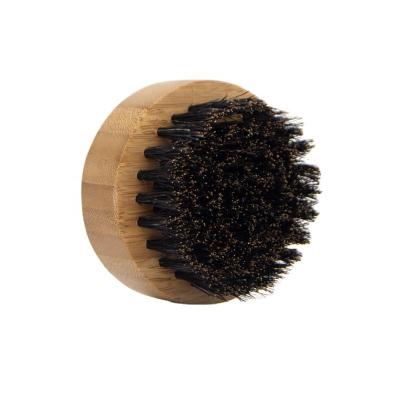 China Beard Care in Mini Round Bamboo Boar Bristle Mustache Beard Top Selling Wooden Shaving Brush for sale