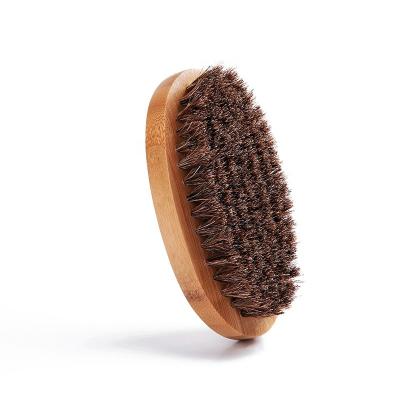 China Custom Bamboo Wooden Beard Brush Logo Mustache Brushes Beard Care Quality Wholesale Horse Brostles For Men for sale