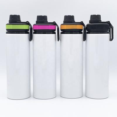 China Sustainable Wide Mouth Sublimation Blank Transfer Printing Aluminum Sports Water Bottle With Pop Lid for sale