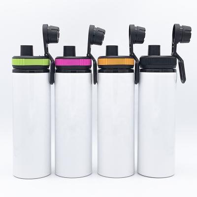 China Viable wide mouth 750ml sublimation empty heat transfer printing aluminum sports water bottle with pop lid blank sublimation for sale