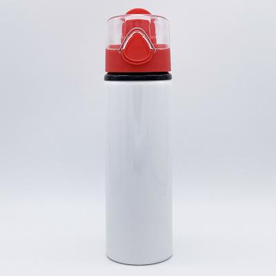 China Sublimation Aluminum Red White Transparent Cover Water Bottle 750ML Sport Travel Viable Outdoor Fixing Cup for sale