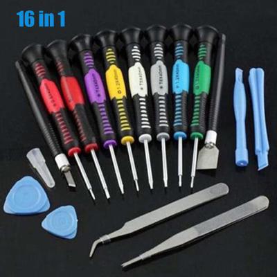 China Plastic 2811 Screwdriver For Phone Set Of Tools Disassembly Mobile Repair Kit 16 In 1 For Iphone Xiaomi Huawei Opener for sale