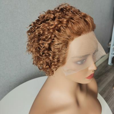 China Jerry Curl Pixie Cut Wig Short Curly Hair Wigs, Cheap Hair Wig, Transparent 13X1 Lace Wig For Women Hair Pre Plucked for sale