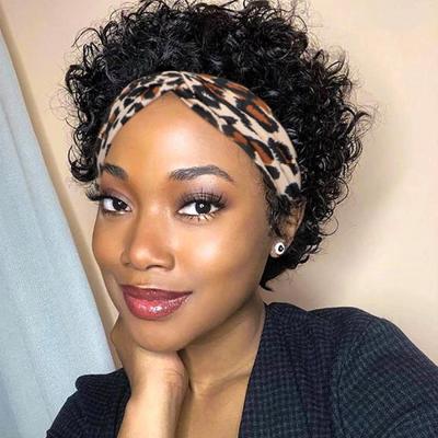 China Jerry Curl Short Bob Human Hair Wigs, Short Bob Easy Wear Half Wig, Human Hair Wig For Women Pixie Cut Headband Short Curly Wig for sale