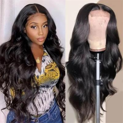 China Indian Body Wave Body Wave 4*4 Lace Up Closure Hair Wigs For Color Women 180 Density Wig Pre Plucked Natural Line Hair Wig for sale