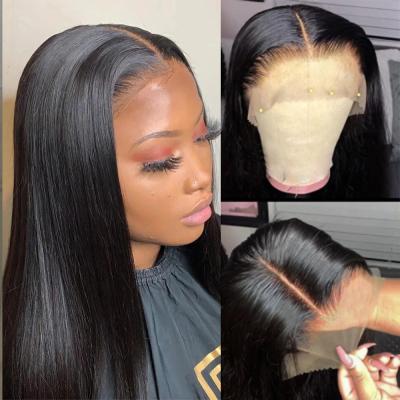 China Factory Price Silky Straight Wave T Piece Lace Front 100% Brazilian Virgin Hair Wig Pre Plucked Lace Front Wig For Black Women for sale