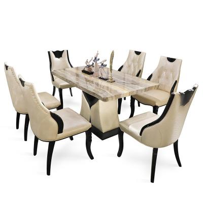 China Strong Marble Porcelain Dining Tables Sets Wooden,PVC And Sponge Material for sale