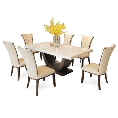 China Modern marble kitchen strong dining table dining room furniture comedor OEM ODM dining room marble sets for sale