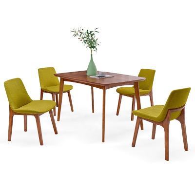 China Home Solid Wood Wooden Dining Room Furniture Square Wood Chairs Sets 4 Indoor Wood Tables Woodland Dining Table Set for sale