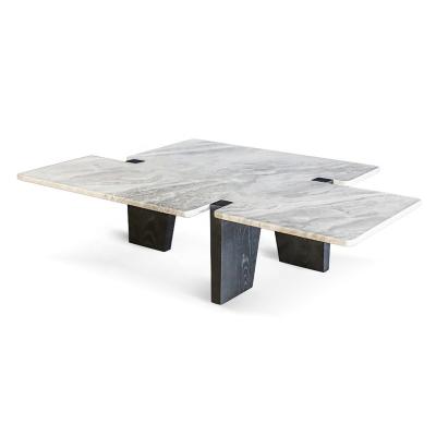 China Goods Customize Hot Sale Luxury Marble Coffee Tables Stone Wood Tea Table Modern For Living Room for sale