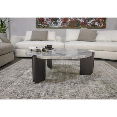 China Durable European Style Large Stone Top Round Luxury Modern Marble Center Table For Living Room for sale