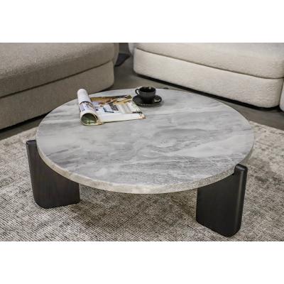 China OEM ODM Durable White Stone Round Tea Room Luxury Modern Marble Coffee Table Set for sale