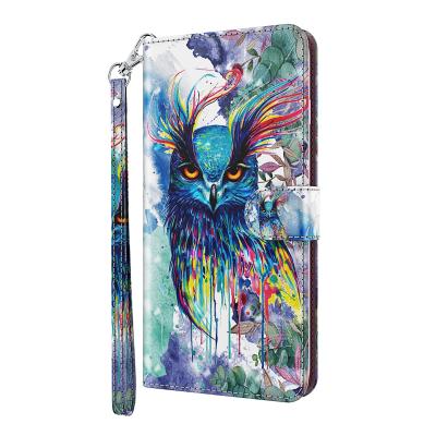 China 3D Anti-fall Colored Painting Leather PU Phone Case Flip Lanyard Wallet Phone Case For Redmi Note 8 for sale