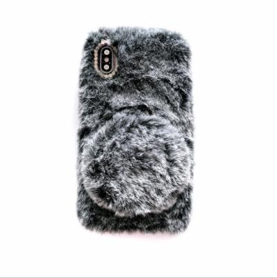 China Fanshion Cute Fluffy Fur Mirror Phone Case For iPhone 11 Pro Max Girls Shockproof Bumper Kickstand Cover for sale