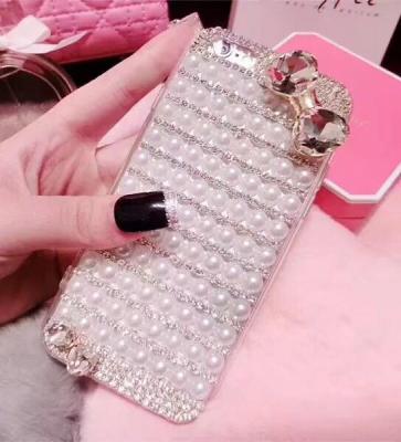 China Protect Phones Luxury Women Design Diamond Pearl Cell Phone Case For iPhone 7 7plus Soft TPU Back Cover Case for sale