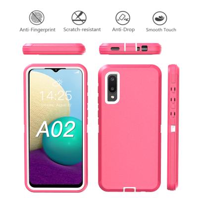 China Anti-drop Hard Anti-fingerprint Smooth PC+Soft TPU Touch Phone Case For Galaxy A02 Back Cover With Clip for sale