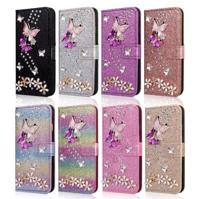 China Protect Luxury Butterfly Pattern Glitter Leather Mobile Phone Case For Samsung Galaxy S20 S20 plus S20 ultra for sale