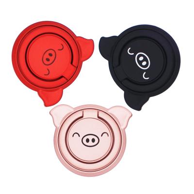 China 360 Degree Rotating Cheap 360 Ring Holder Universal Cartoon Pig Magnetic Mobile Ring Holder For Cell Phone for sale