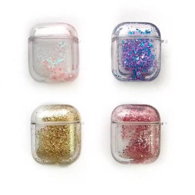 China For Earbuds Glitter Quicksand PC Case For Airpods Case Earphone Protective Luxury Dynamic Liquid Wireless Cover Filling Box for sale