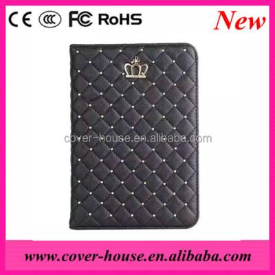 China Bling Bling Elegant Bling PU Diamond Crown Flip Leather Case For iPad PRO air mini 4 for sale