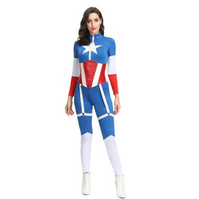 China America's jumpsuit stage costume waist seal adult superwomen's polyester captain costume female helm costume for sale