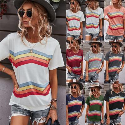 China 2021 Summer Women's Casual Sports T-shirt Anti-Wrinkle Short Sleeve Tops for sale