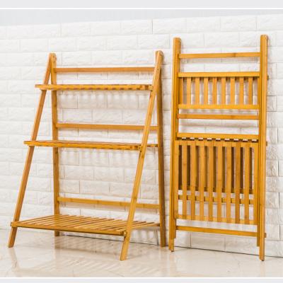 China Morden Folding Plant Storage Rack Wooden Bamboo Shelf Bamboo Rack For Gardon Living Room for sale