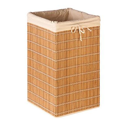 China Handles Open Slat Dirty Cloth Storage Organizer Bamboo Wicker Laundry Basket for sale