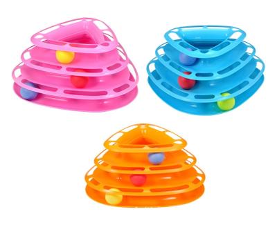 China Cat Toy Turntable Rolling Ball Dish Funny Viable Game Viable Para Three Layer Turntable Cat Toy Disk Juguete Para Mascotas Auto-hey for sale