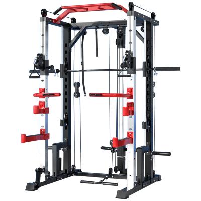 China Multifunctional Power Cage Crossover Electric Cable Squat Rack With Gym Exercising Smith Weightlifting Machine for sale