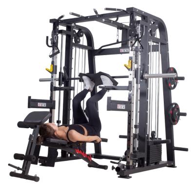 China Gym Universal Fitness Smith Squat Cage Universal Home Multifunctional Equipment Trainer Stand Power Rack Machine for sale