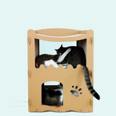 China Viable Corrugated Cardboard Cat House Economic Low Price And High Quality Comfortable House for sale