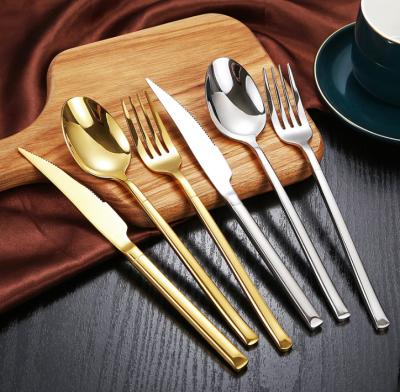 China High Quality Viable Kitchen Accessories Gold Stainless Steel Spoon Fork Knife Tea Spoon Cutlery Sets Dinnerware Sets for sale