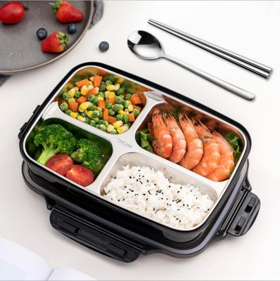 China 100% Custom Logo Food Container Bento Lunch Box 304 Stainless Steel Food Grade Lunch Box for sale