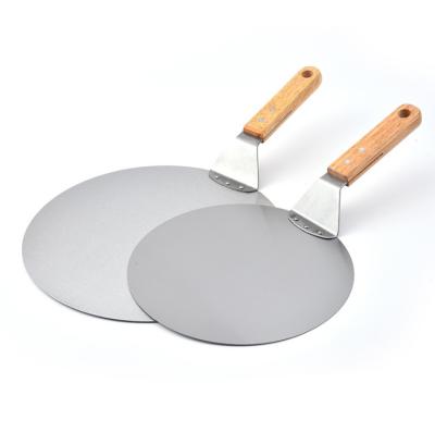 China Kitchen handle aluminum metal pizza spatula wooden skin paddle for pizza stone for sale