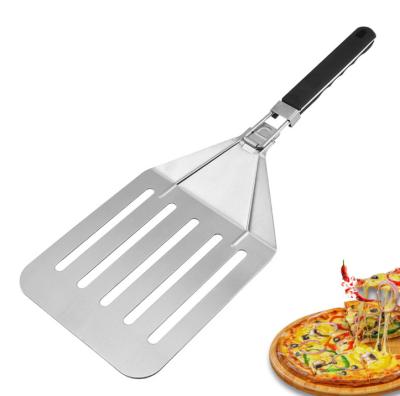 China Large Metal Kitchen Pizza Peel Turning Paddle With Rubber Folding Handle for sale