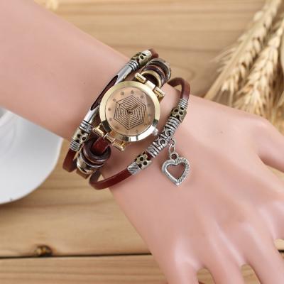 China Hot Selling Automatic Date Women Heart Pending Vintage Leather Strap Wrist Watch Ladies JSW-0448 for sale